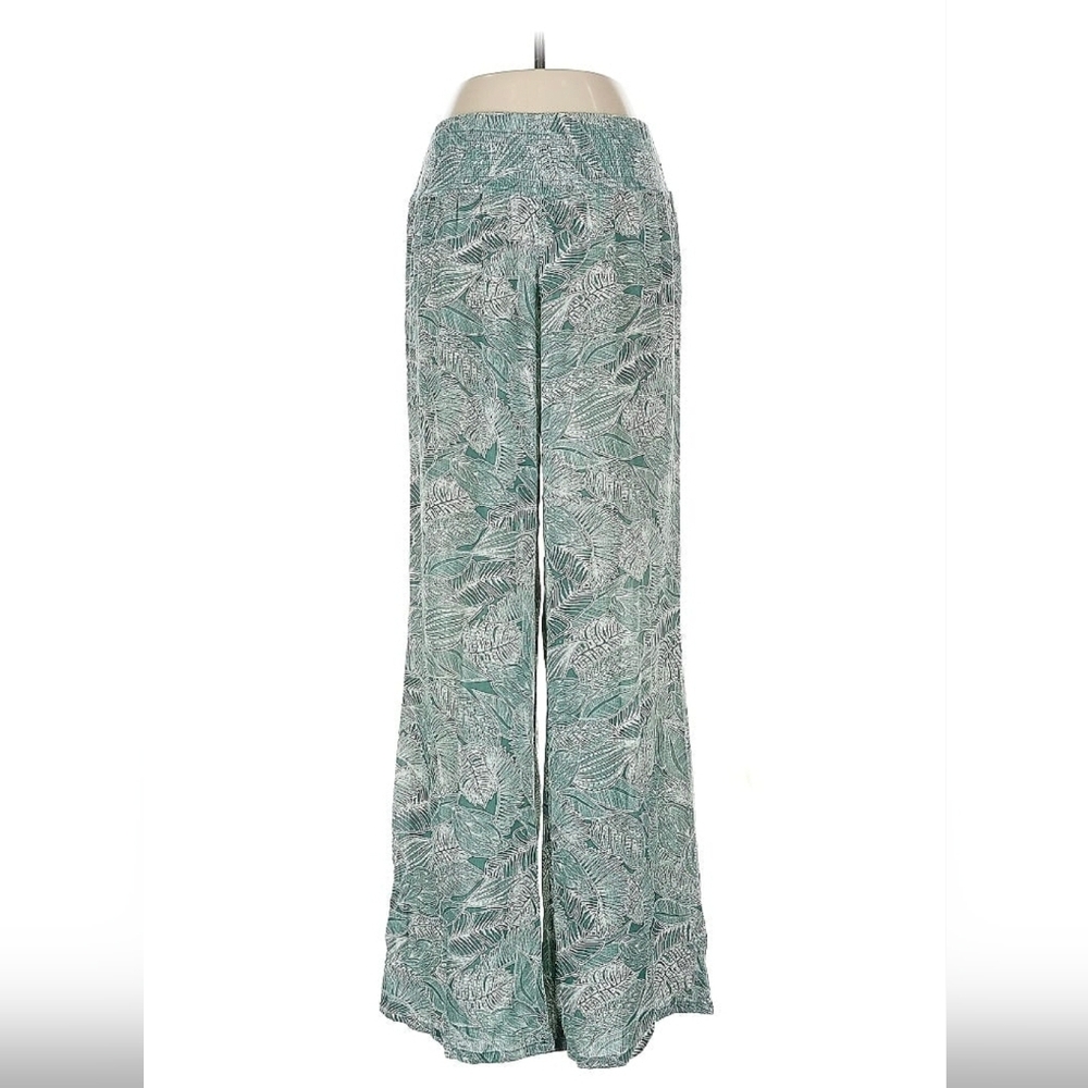 NWT O'Neill Green & White Patterned Elastic-Waist Flowy Pants Size S